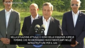 G7, Draghi: “Investimenti in infrastrutture gas, poi puntare a idrogeno”